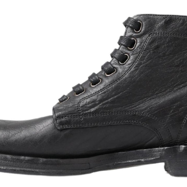 Dolce & Gabbana Black Horse Leather Perugino Boots