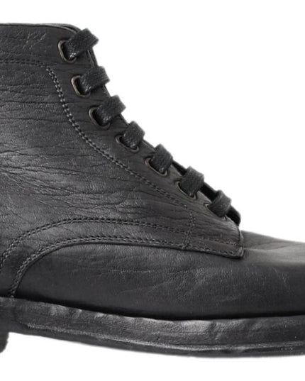 Dolce & Gabbana Black Horse Leather Perugino Boots