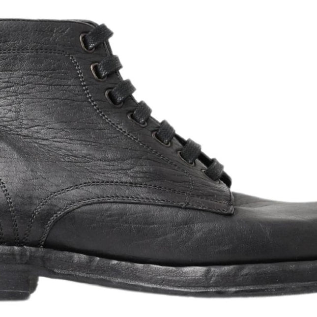 Dolce & Gabbana Black Horse Leather Perugino Boots