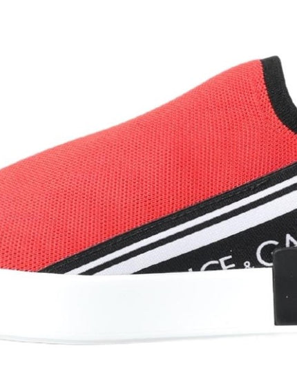 Dolce & Gabbana Red White Flat Sneakers Loafers Shoes