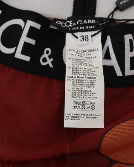 Dolce & Gabbana Red Floral Leggings Stretch Waist Pants