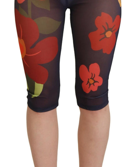 Dolce & Gabbana Black Floral Leggings Stretch Waist Pants