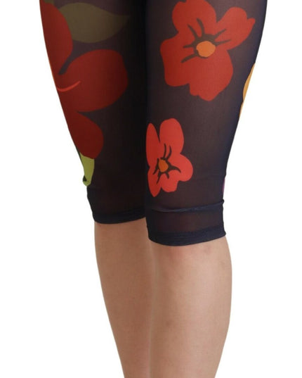 Dolce & Gabbana Black Floral Leggings Stretch Waist Pants