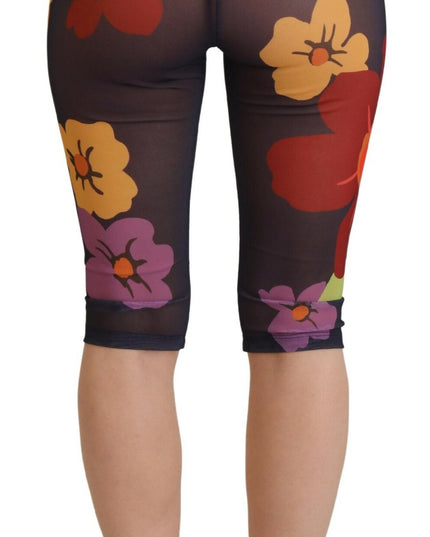 Dolce & Gabbana Black Floral Leggings Stretch Waist Pants