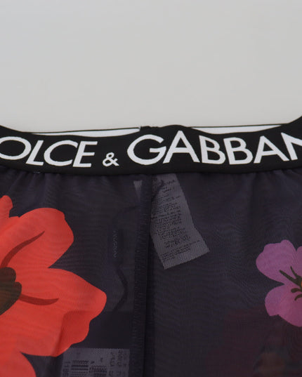 Dolce & Gabbana Black Floral Leggings Stretch Waist Pants