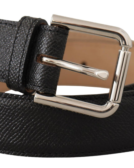 Dolce & Gabbana Black Calf Leather Brown Backend Metal Buckle Belt