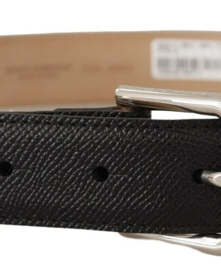 Dolce & Gabbana Black Calf Leather Brown Backend Metal Buckle Belt