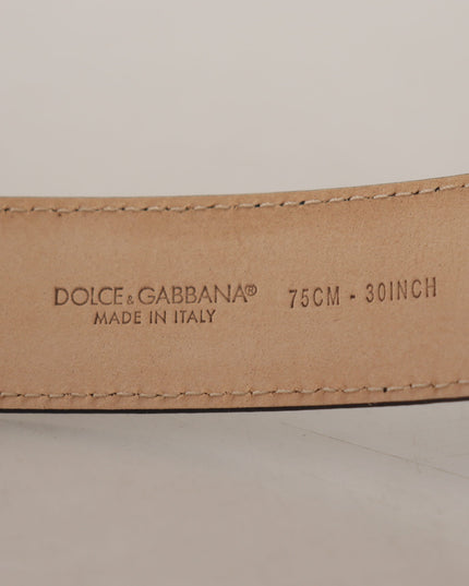 Dolce & Gabbana Black Calf Leather Brown Backend Metal Buckle Belt