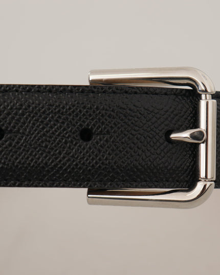 Dolce & Gabbana Black Calf Leather Brown Backend Metal Buckle Belt