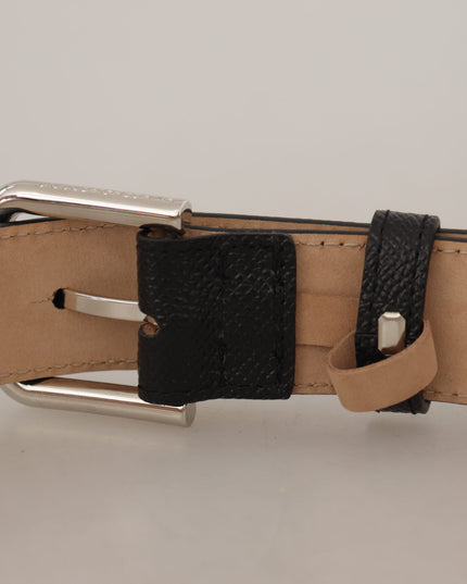 Dolce & Gabbana Black Calf Leather Brown Backend Metal Buckle Belt