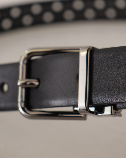 Dolce & Gabbana Black Calf Leather Perforated Metal Buckle Belt