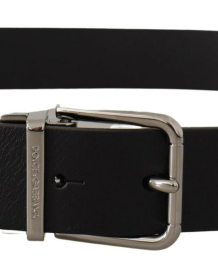 Dolce & Gabbana Black Casual Calf Leather Logo Metal Buckle Belt