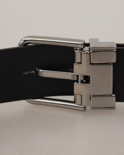 Dolce & Gabbana Black Casual Calf Leather Logo Metal Buckle Belt