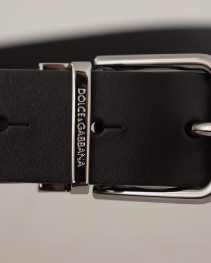 Dolce & Gabbana Black Casual Calf Leather Logo Metal Buckle Belt