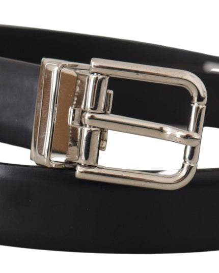 Dolce & Gabbana Black Calf Leather Classic Logo Metal Buckle Belt