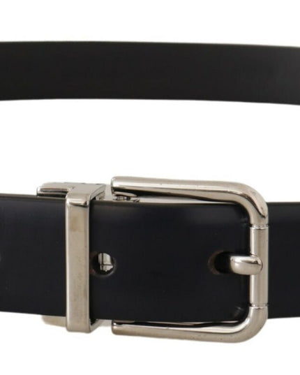 Dolce & Gabbana Black Calf Leather Classic Logo Metal Buckle Belt