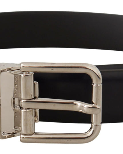 Dolce & Gabbana Black Calf Leather Classic Logo Metal Buckle Belt