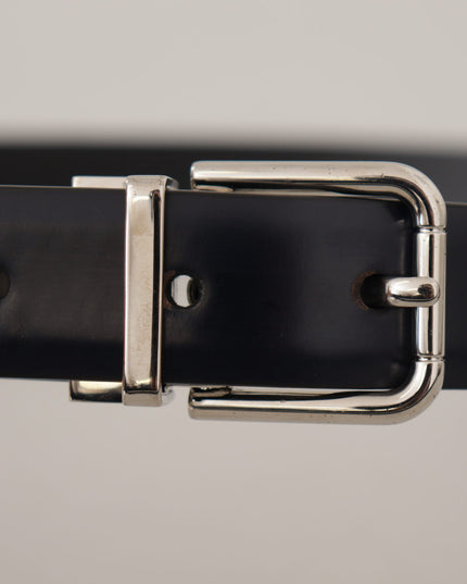 Dolce & Gabbana Black Calf Leather Classic Logo Metal Buckle Belt