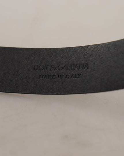 Dolce & Gabbana Black Calf Leather Classic Logo Metal Buckle Belt