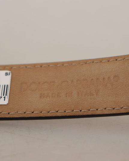 Dolce & Gabbana Black Calf Leather Logo Engraved Metal Buckle Belt