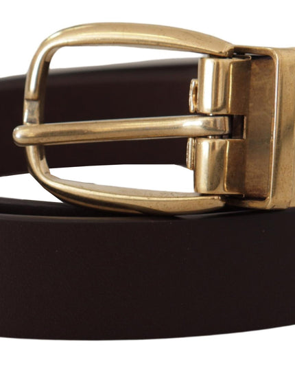 Dolce & Gabbana Dark Brown Calf Leather Gold Tone Metal Buckle