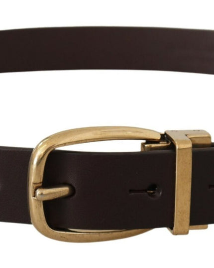 Dolce & Gabbana Dark Brown Calf Leather Gold Tone Metal Buckle