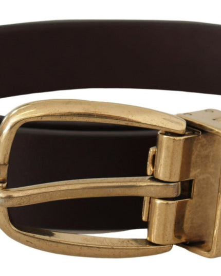 Dolce & Gabbana Dark Brown Calf Leather Gold Tone Metal Buckle
