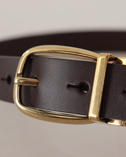 Dolce & Gabbana Dark Brown Calf Leather Gold Tone Metal Buckle