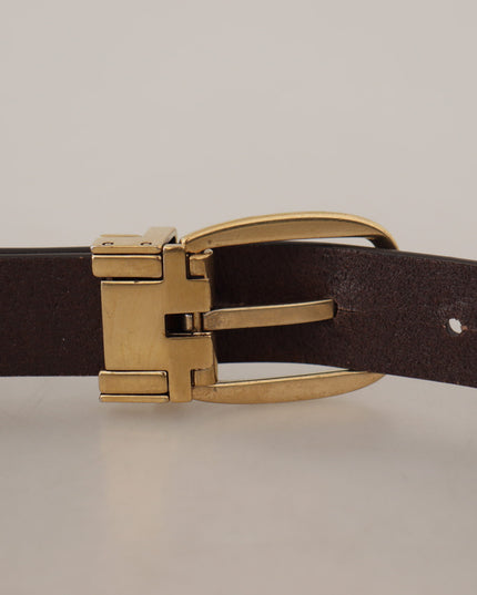 Dolce & Gabbana Dark Brown Calf Leather Gold Tone Metal Buckle