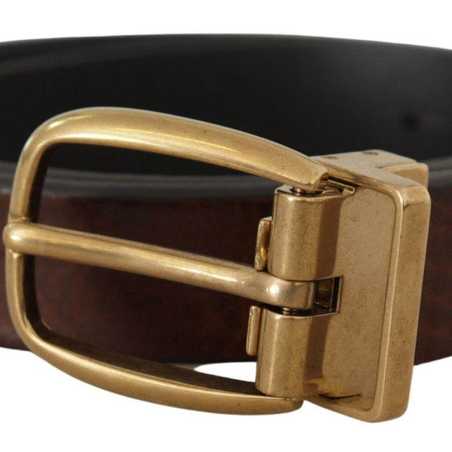 Dolce & Gabbana Brown Leather Classic Vintage Metal Buckle Belt