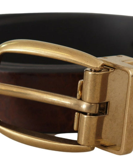 Dolce & Gabbana Brown Leather Classic Vintage Metal Buckle Belt