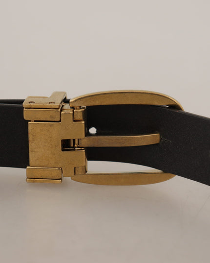 Dolce & Gabbana Brown Leather Classic Vintage Metal Buckle Belt