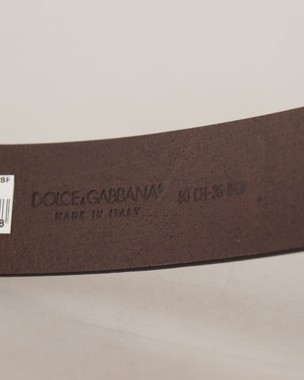 Dolce & Gabbana Brown Plain Calf Leather Gold Tone Buckle Belt