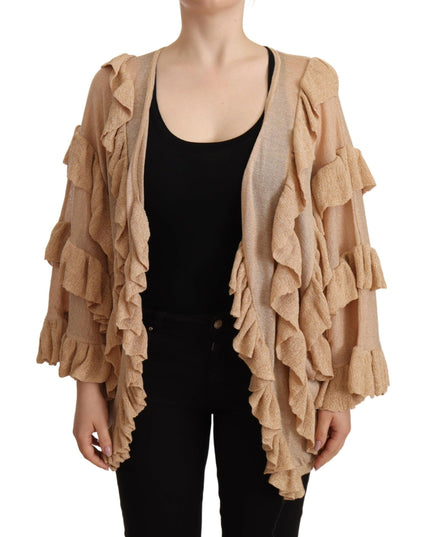 Aniye By Beige Ruffle Long Sleeves Open Front Cardigan Sweater