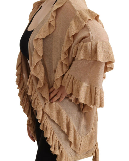 Aniye By Beige Ruffle Long Sleeves Open Front Cardigan Sweater