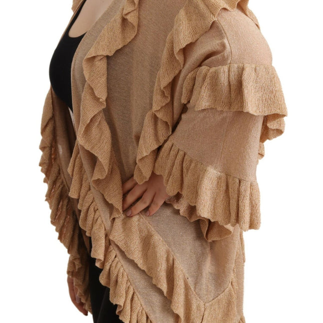 Aniye By Beige Ruffle Long Sleeves Open Front Cardigan Sweater