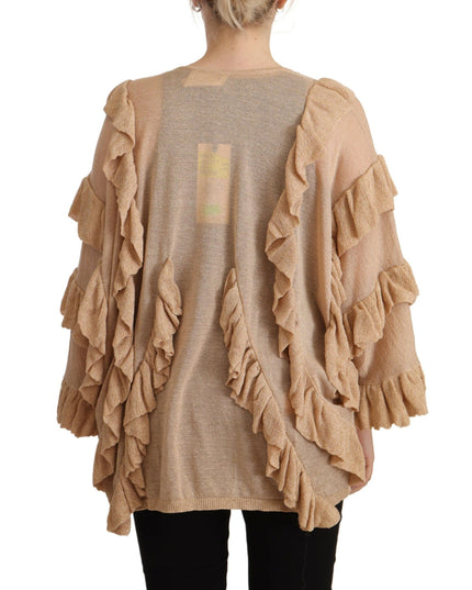 Aniye By Beige Ruffle Long Sleeves Open Front Cardigan Sweater
