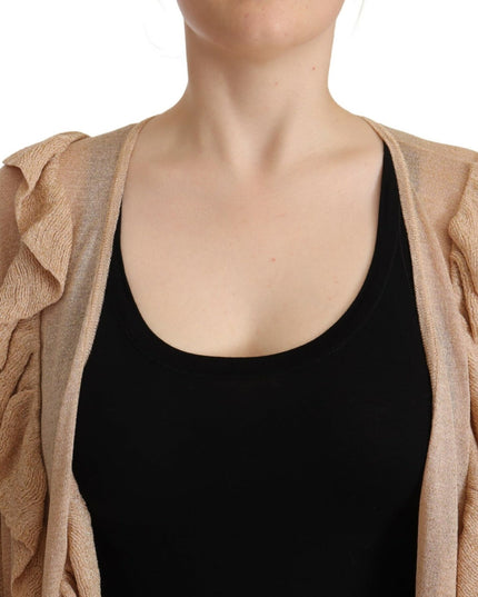 Aniye By Beige Ruffle Long Sleeves Open Front Cardigan Sweater