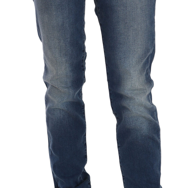 Fiorucci Blue Washed Mid Waist Slim Fit Denim Jeans