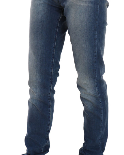 Fiorucci Blue Washed Mid Waist Slim Fit Denim Jeans