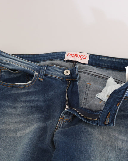 Fiorucci Blue Washed Mid Waist Slim Fit Denim Jeans