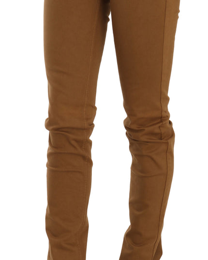 PLEIN SUD Brown Cotton Mid Waist Skinny Slim Fit Denim Jeans