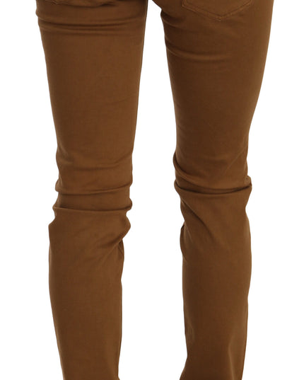 PLEIN SUD Brown Cotton Mid Waist Skinny Slim Fit Denim Jeans