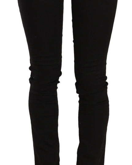 Costume National Black Sequined Mid Waist Slim Fit Denim Jeans