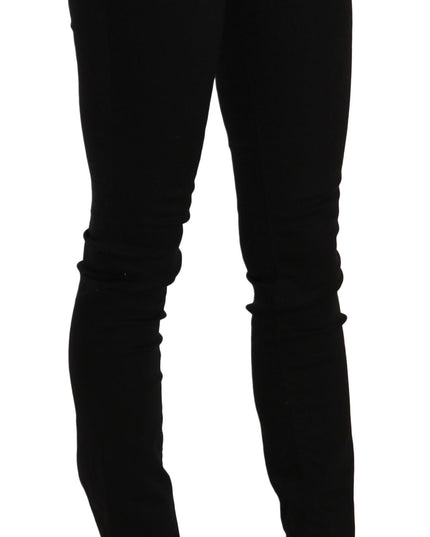 Costume National Black Sequined Mid Waist Slim Fit Denim Jeans