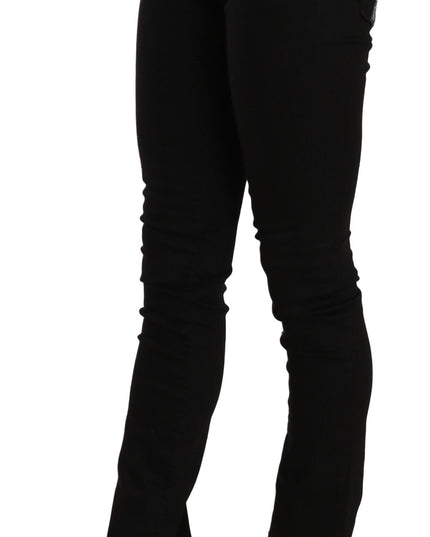 Costume National Black Sequined Mid Waist Slim Fit Denim Jeans