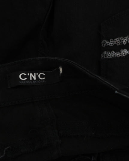 Costume National Black Sequined Mid Waist Slim Fit Denim Jeans