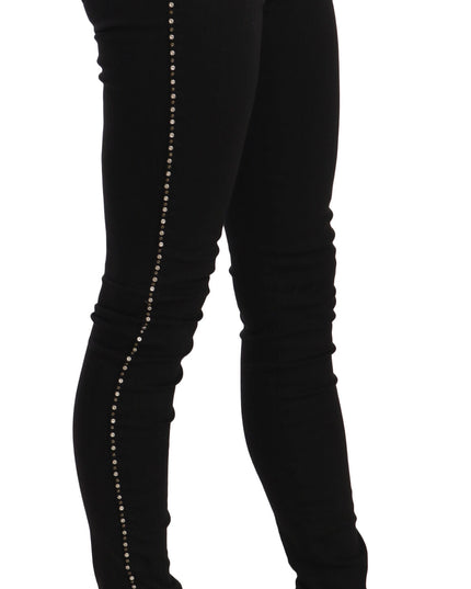 Costume National Black Embellished Mid Waist Skinny Denim Jeans