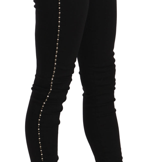 Costume National Black Embellished Mid Waist Skinny Denim Jeans
