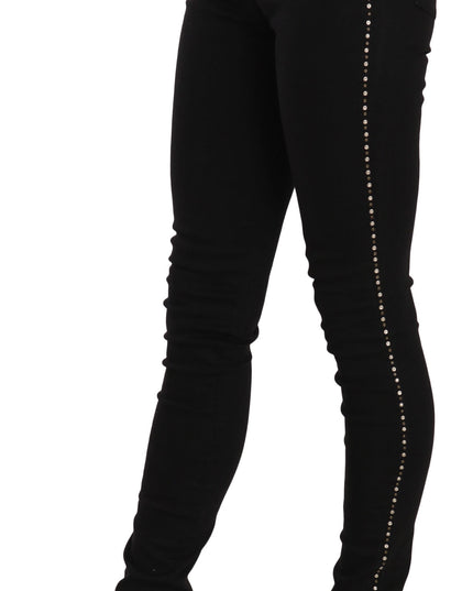 Costume National Black Embellished Mid Waist Skinny Denim Jeans
